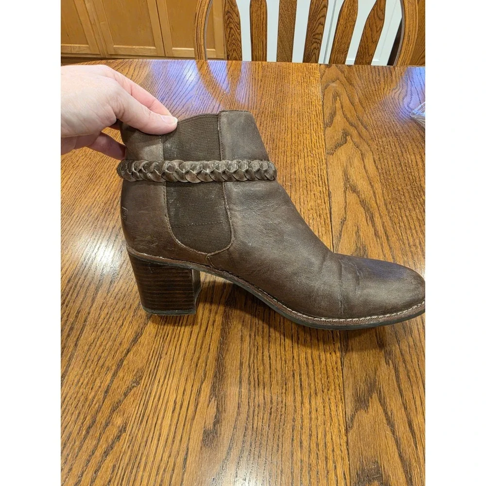 Sperry Womens Brown Leather Strap Wedge Ankle Boots Size 12 Western Boho Cowgirl